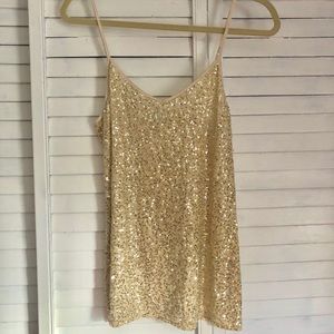 Express light gold sequin cami